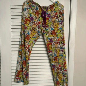 Vtg nickelodeon pajama pj pant bottom sm drawstring open button fly